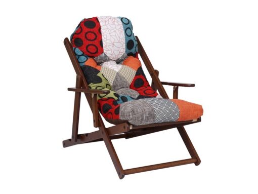 Fauteuil pliant bois 3 positions patchwork