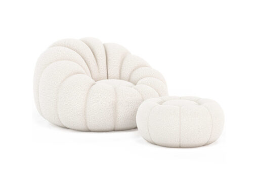 Fauteuil pouf bouclette fausse fourrure