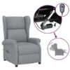 Fauteuil relax électrique avec oreilles en tissu gris clair