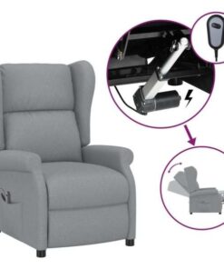 Fauteuil relax électrique avec oreilles en tissu gris clair