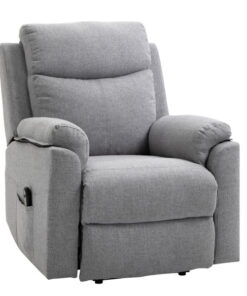 Fauteuil relax électrique - fauteuil releveur inclinable avec repose-pieds réglable et télécommande - tissu polyester lin gris clair chiné