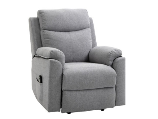 Fauteuil relax électrique - fauteuil releveur inclinable avec repose-pieds réglable et télécommande - tissu polyester lin gris clair chiné