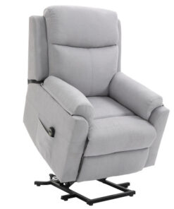 Fauteuil relax électrique - fauteuil releveur inclinable avec repose-pieds réglable et télécommande - tissu effet lin gris clair