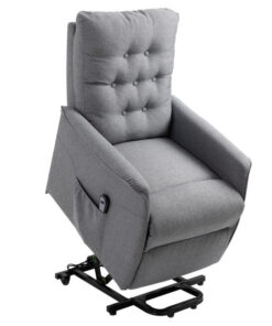 Fauteuil relax électrique inclinable avec repose-pieds réglable en lin gris