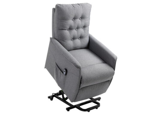 Fauteuil relax électrique inclinable avec repose-pieds réglable en lin gris