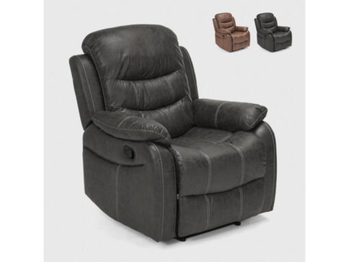 Fauteuil relax manuel inclinable avec repose-pieds en similicuir Panama