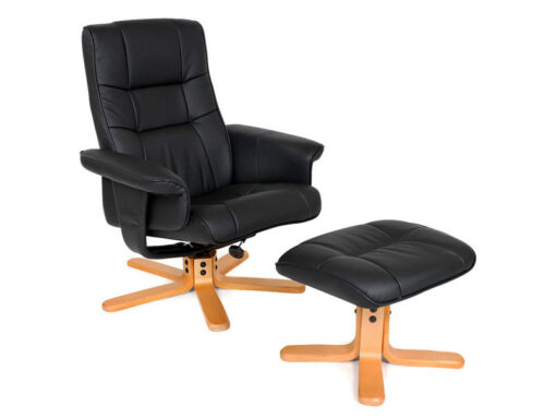 Fauteuil relax Tectake avec repose-pieds et dossier ajustable sur pied en croix