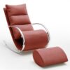 Fauteuil relax Yanis rouge avec pouf