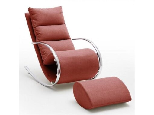 Fauteuil relax Yanis rouge avec pouf