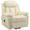 Fauteuil relaxant électrique inclinable avec repose-pied réglable - revêtement synthétique crème - fauteuil releveur