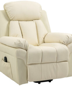 Fauteuil relaxant électrique inclinable avec repose-pied réglable - revêtement synthétique crème - fauteuil releveur