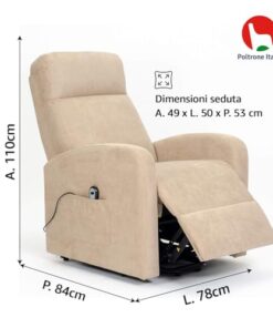 Fauteuil releveur inclinable POLTRONE ITALIA Chanel 2 Moteurs - Dispositif Médical avec 2 Roues et siège à Micro-Ressorts Doux - Fauteuil électrique de Relaxation Marron