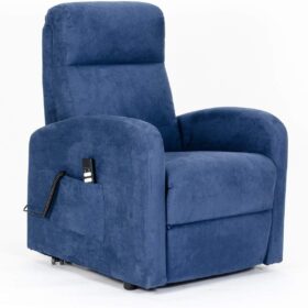 Fauteuil releveur inclinable Sime Roma 2 Moteurs PERSONNALISÉ - Dispositif Médical avec 2 Roues et siège à Micro-Ressorts Doux, Couleur Bleu