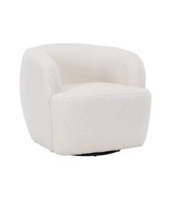 Fauteuil Rond Pivotant Bouclette Crème