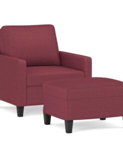 Fauteuil rouge bordeaux avec repose-pied