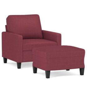 Fauteuil rouge bordeaux avec repose-pied