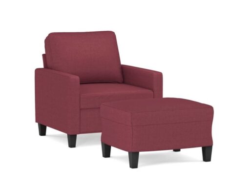 Fauteuil rouge bordeaux avec repose-pied