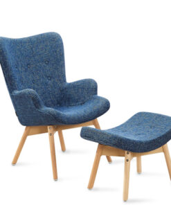 Fauteuil scandinave bleu patchwork - Stockholm par Designetsamaison