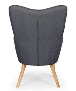 Fauteuil Scandinave en Gris Foncé Capitonné | Confort Optimal avec Assise en Tissu et Pieds en Bois | Modèle Klarys | Dimensions : L67 x P75 x H100 cm