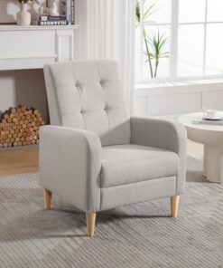 Fauteuil Scandinave en Lin Gris Clair