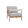 Fauteuil scandinave en tissu velours gris clair avec structure en bois massif clair Derry