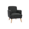 Fauteuil scandinave en tissu velours texturé gris anthracite et bois clair Isko