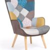 Fauteuil scandinave Ivar en tissu patchwork