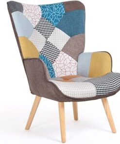 Fauteuil scandinave Ivar en tissu patchwork