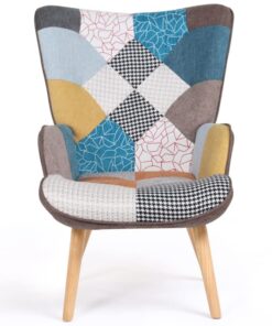 Fauteuil scandinave Ivar en tissu patchwork