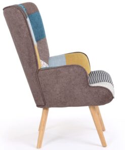 Fauteuil scandinave Ivar en tissu patchwork