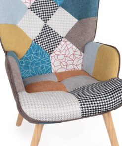 Fauteuil scandinave Ivar en tissu patchwork