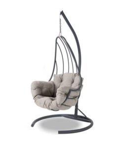 Fauteuil suspendu Hally en métal anthracite et tissu gris, dimensions L115 x H218 cm