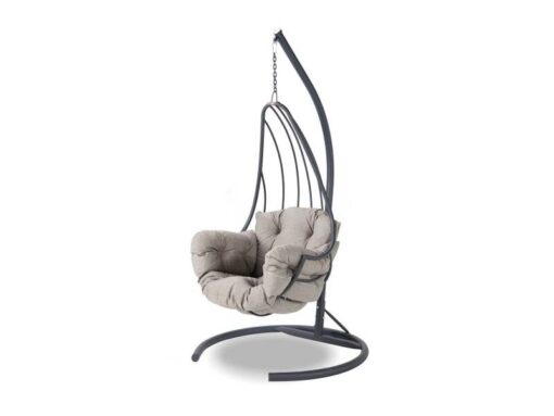 Fauteuil suspendu Hally en métal anthracite et tissu gris, dimensions L115 x H218 cm