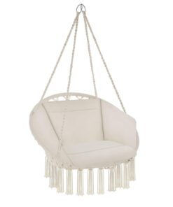 Fauteuil Suspendu Tectake 800708 en Coton pour Jardin - Design Relax, 1 Place, Convient pour Intérieur et Extérieur, Coussins Confortables Inclus - Disponible en Plusieurs...