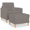 Fauteuil taupe avec repose-pied 60 cm