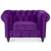 Fauteuil velours chesterfield violet