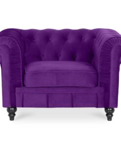 Fauteuil velours chesterfield violet