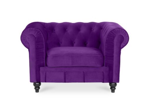 Fauteuil velours chesterfield violet