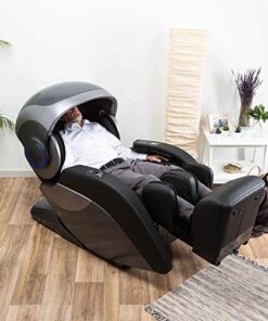 GLOBAL RELAX® | Fauteuil de Massage 5D Kronos Édition Limitée | Noir | Pressothérapie, Aromathérapie, Luminothérapie, Thermothérapie, Son Bluetooth 3D | Effet Gravité Zéro | Espace