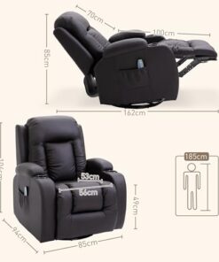 HOMCOM Fauteuil de Massage Électrique Vibrant avec Chauffage, Pivotant 360° et Inclinable Manuellement, Repose-Pieds avec Télécommande - Marron