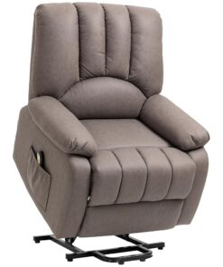 HOMCOM Fauteuil élévateur électrique Relax avec fonction inclinable en Microfibre, équipé d'un repose-pied et d'une télécommande - Dimensions : 86 x 92 x 102 cm - Couleur : Gris