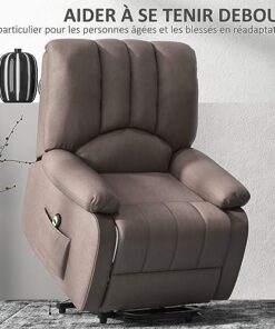 HOMCOM Fauteuil élévateur électrique Relax avec fonction inclinable en Microfibre, équipé d'un repose-pied et d'une télécommande - Dimensions : 86 x 92 x 102 cm - Couleur : Gris