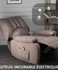 HOMCOM Fauteuil élévateur électrique Relax avec fonction inclinable en Microfibre, équipé d'un repose-pied et d'une télécommande - Dimensions : 86 x 92 x 102 cm - Couleur : Gris