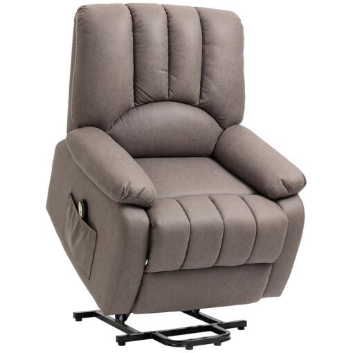 HOMCOM Fauteuil élévateur électrique Relax avec fonction inclinable en Microfibre, équipé d'un repose-pied et d'une télécommande - Dimensions : 86 x 92 x 102 cm - Couleur : Gris