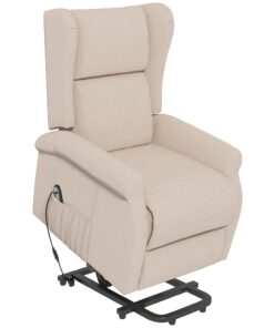 HOMCOM Fauteuil Relax Électrique Inclinable avec Repose-Pied et Télécommande, Fauteuil Releveur Ajustable avec Poche de Rangement Latérale en Lin