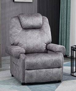 HOMCOM Fauteuil Relax Manual avec Inclinaison, Tissu, Fauteuil Inclinable avec Repose-Pieds Amovible et Poche Latérale, Couleur Grise