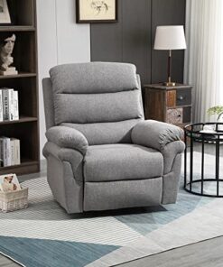 HOMCOM Fauteuil Relax Manuel Incliné avec Repose-Pied Ajustable en Tissu Polyester Effet Lin | Gris Clair Mélangé