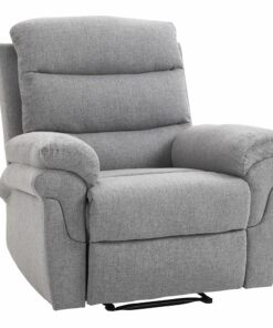 HOMCOM Fauteuil Relax Manuel Incliné avec Repose-Pied Ajustable en Tissu Polyester Effet Lin | Gris Clair Mélangé