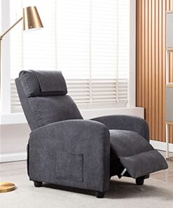 HOMOPIV Fauteuil de Relaxation Inclinable avec Massage et Chauffage, Chaise Détente avec Repose-Pieds et Appui-tête Ajustables, Tissu Gris