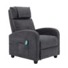 HOMOPIV Fauteuil de Relaxation Inclinable avec Massage et Chauffage, Chaise Détente avec Repose-Pieds et Appui-tête Ajustables, Tissu Gris